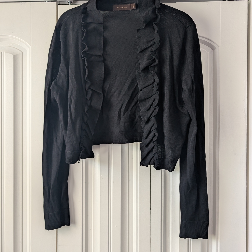 The Limited Black Ruffled Cardigan